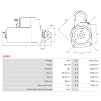 ANLASSER - 24V 6.0 kW Z11 - DOOSAN PU086/126