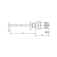 TEMPERATURSENSOR - (50mm) PT100 G½" EL50